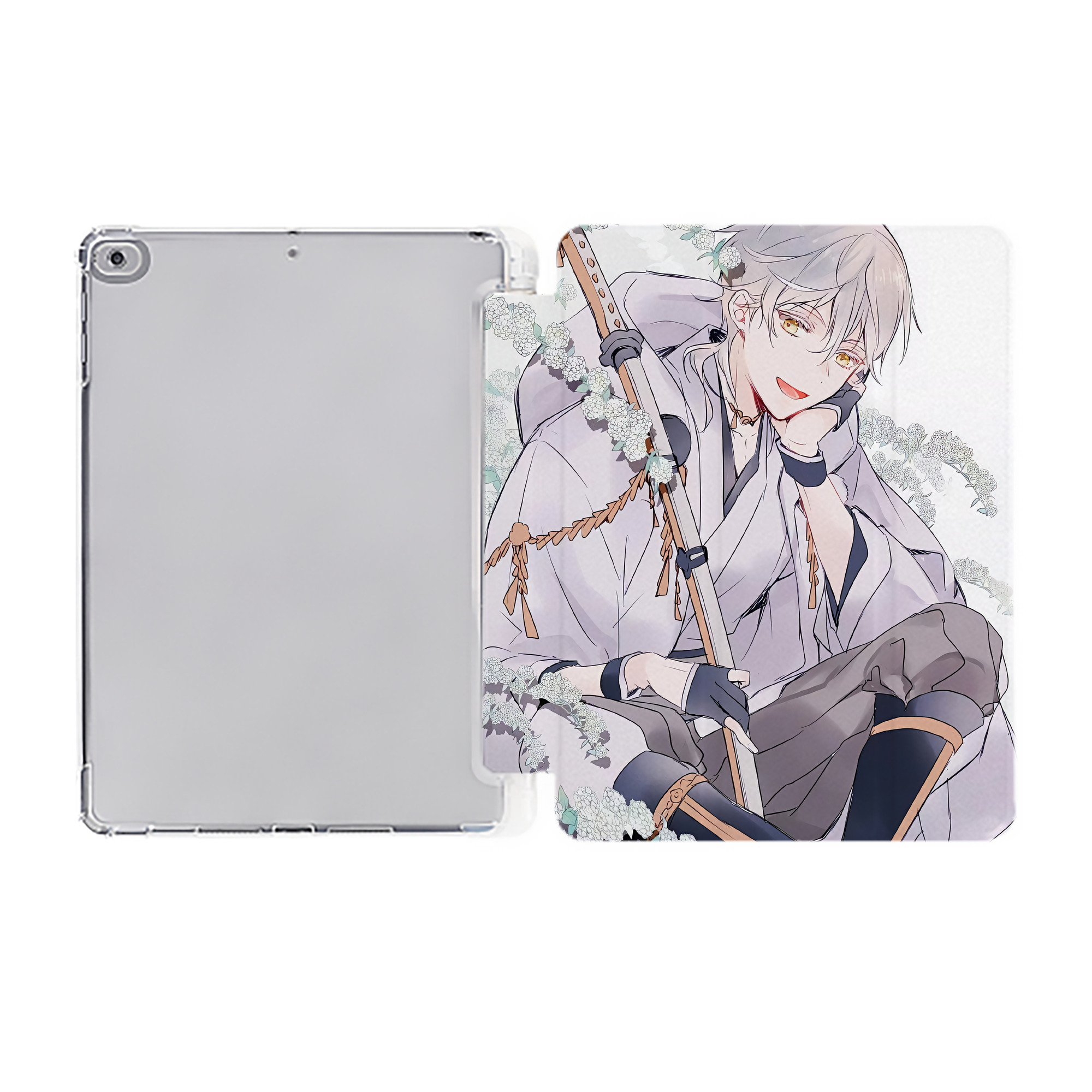 （画像用） 刀剣乱舞 Touken Ranbu IPad ケース ペン収納付き 三つ折りスタンド PUレザー×シリコン 対応機種9.5/10.5/10.9インチ